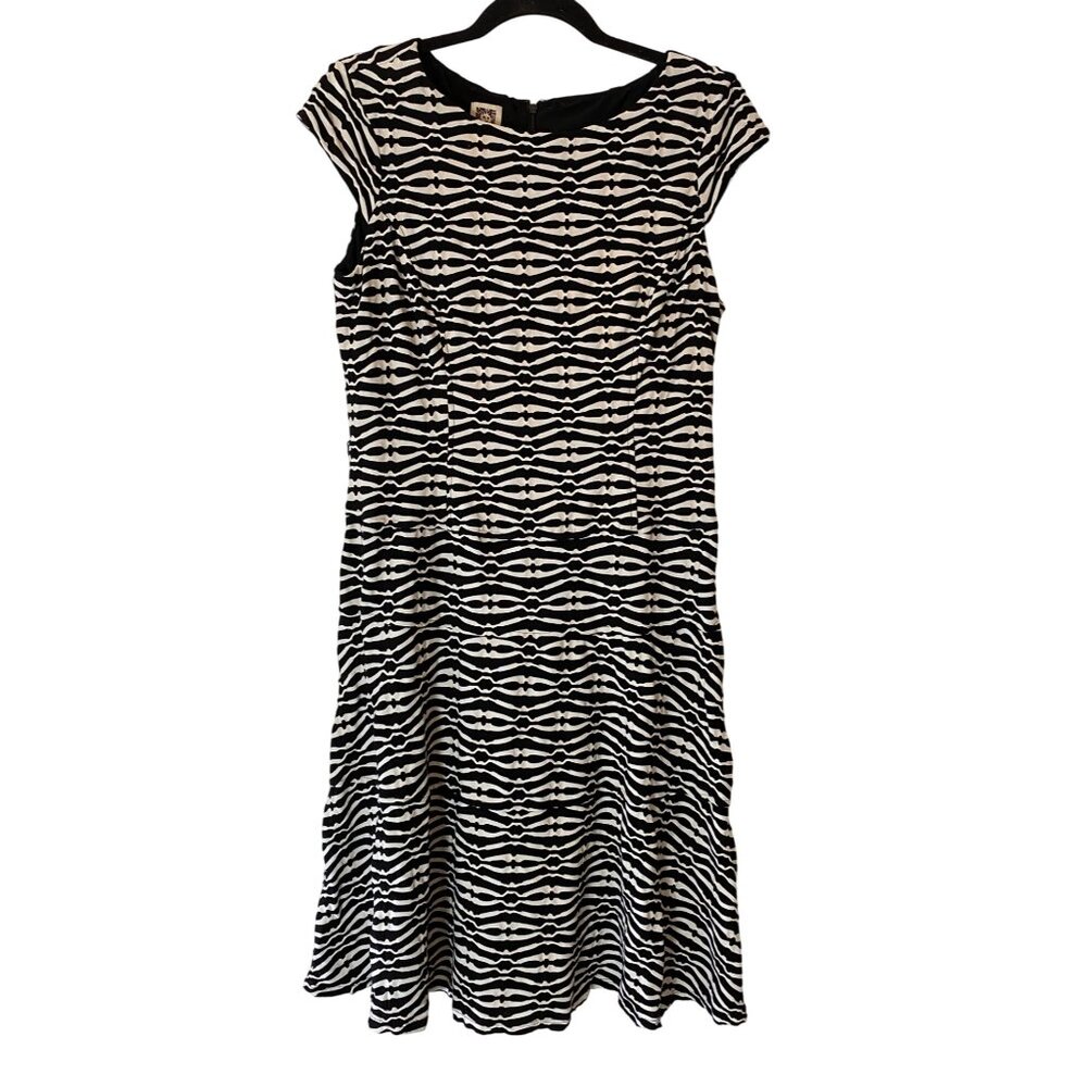 Anne Klein Dress Black & White Geometric Print Size 10